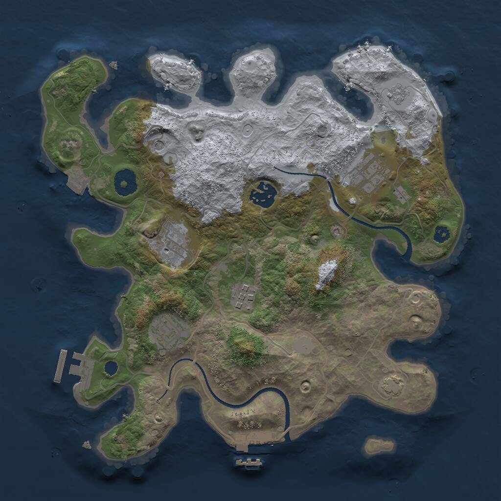 Rust Map: Procedural Map, Size: 3000, Seed: 1009179487, 11 Monuments