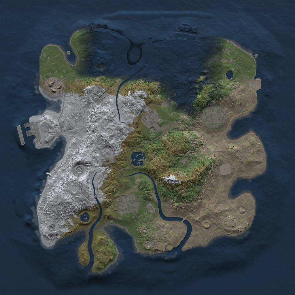 Rust Map: Procedural Map, Size: 3000, Seed: 665131771, 12 Monuments