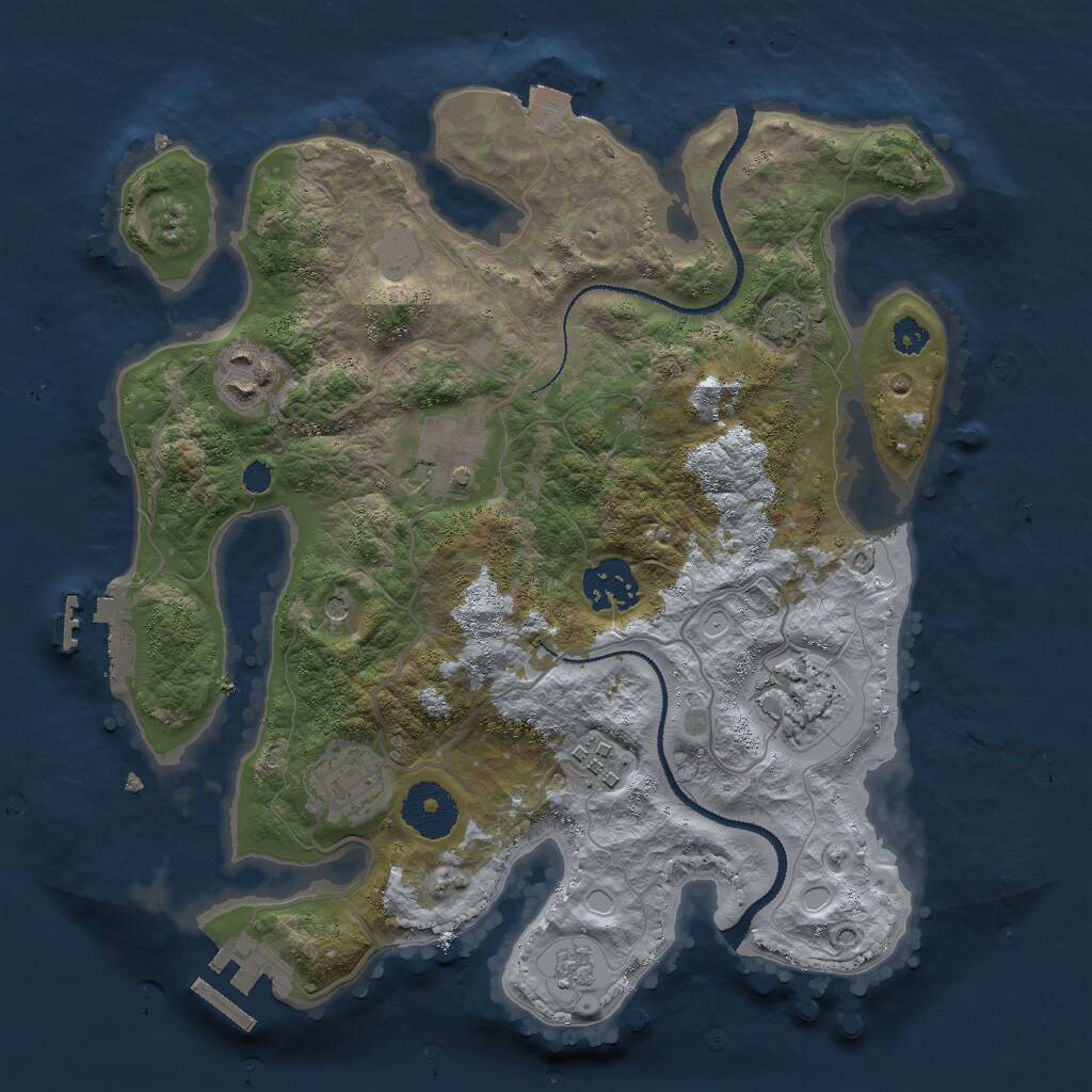 Rust Map: Procedural Map, Size: 3000, Seed: 1152915100, 12 Monuments