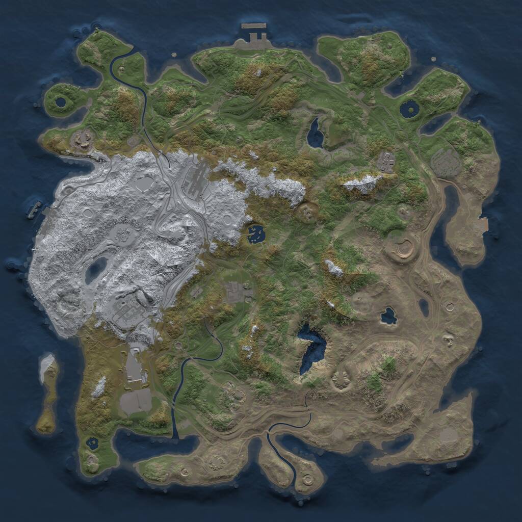 Rust Map: Procedural Map, Size: 4250, Seed: 1933757232, 16 Monuments