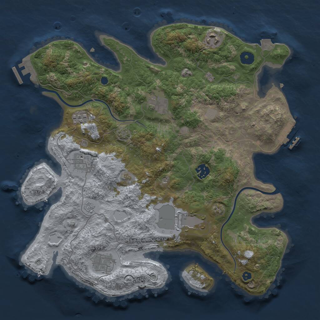 Rust Map: Procedural Map, Size: 3500, Seed: 1830703937, 13 Monuments