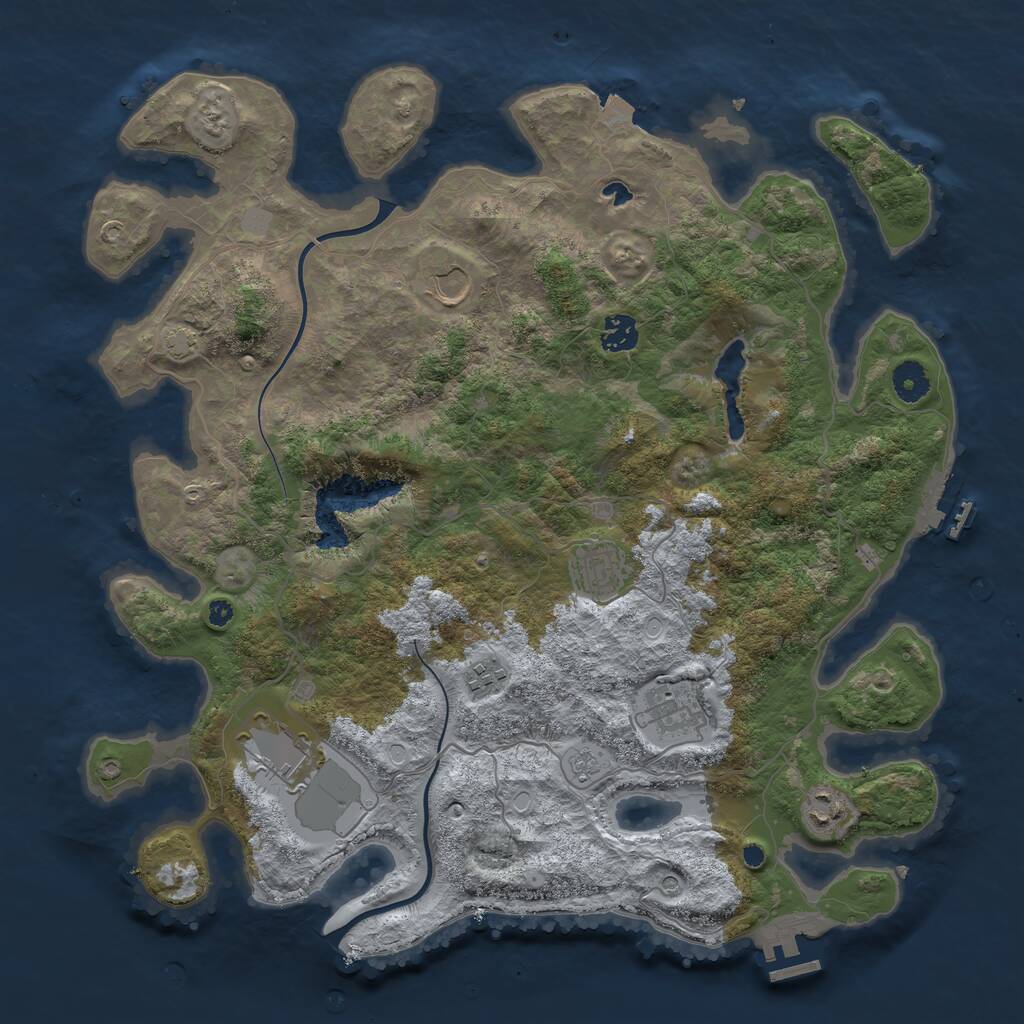 Rust Map: Procedural Map, Size: 4000, Seed: 107851171, 13 Monuments