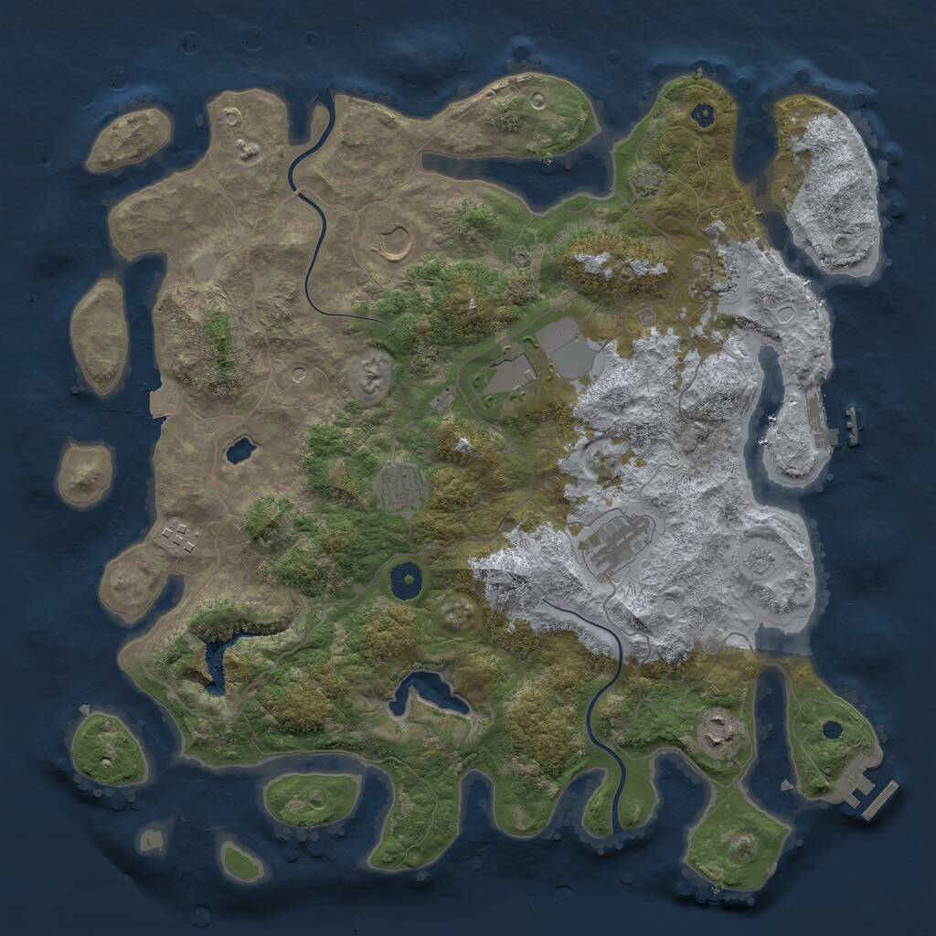 Rust Map: Procedural Map, Size: 4000, Seed: 1795253222, 13 Monuments