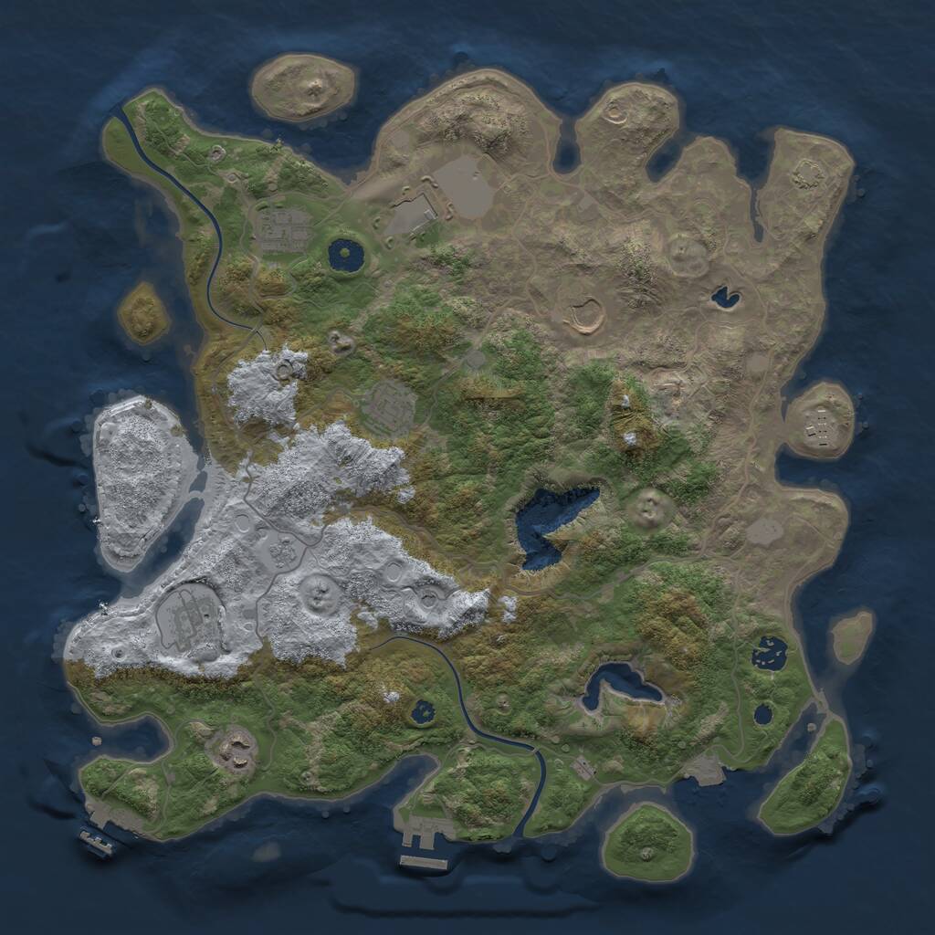 Rust Map: Procedural Map, Size: 4000, Seed: 1785670253, 14 Monuments