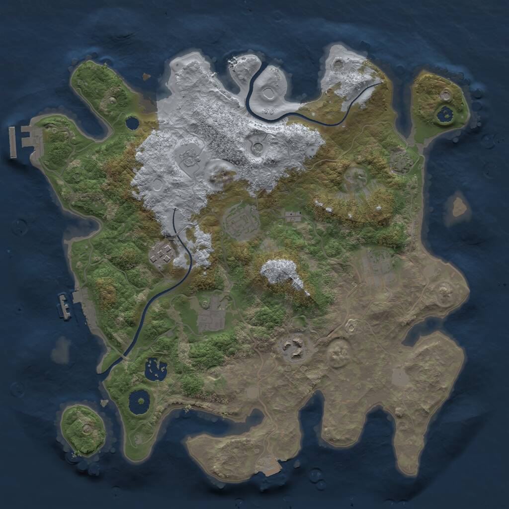 Rust Map: Procedural Map, Size: 3250, Seed: 18817, 12 Monuments