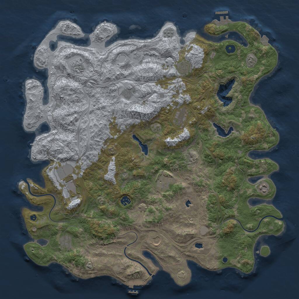 Rust Map: Procedural Map, Size: 4800, Seed: 46712828, 17 Monuments