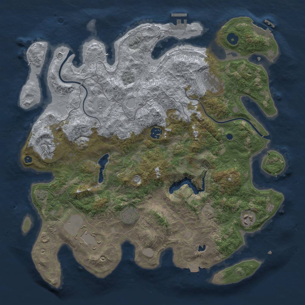 Rust Map: Procedural Map, Size: 4000, Seed: 846541, 13 Monuments