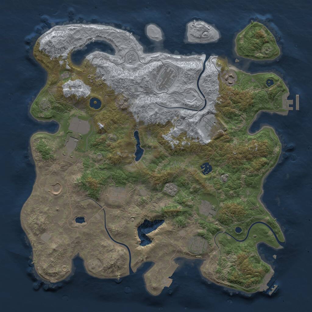 Rust Map: Procedural Map, Size: 4050, Seed: 1755596929, 17 Monuments