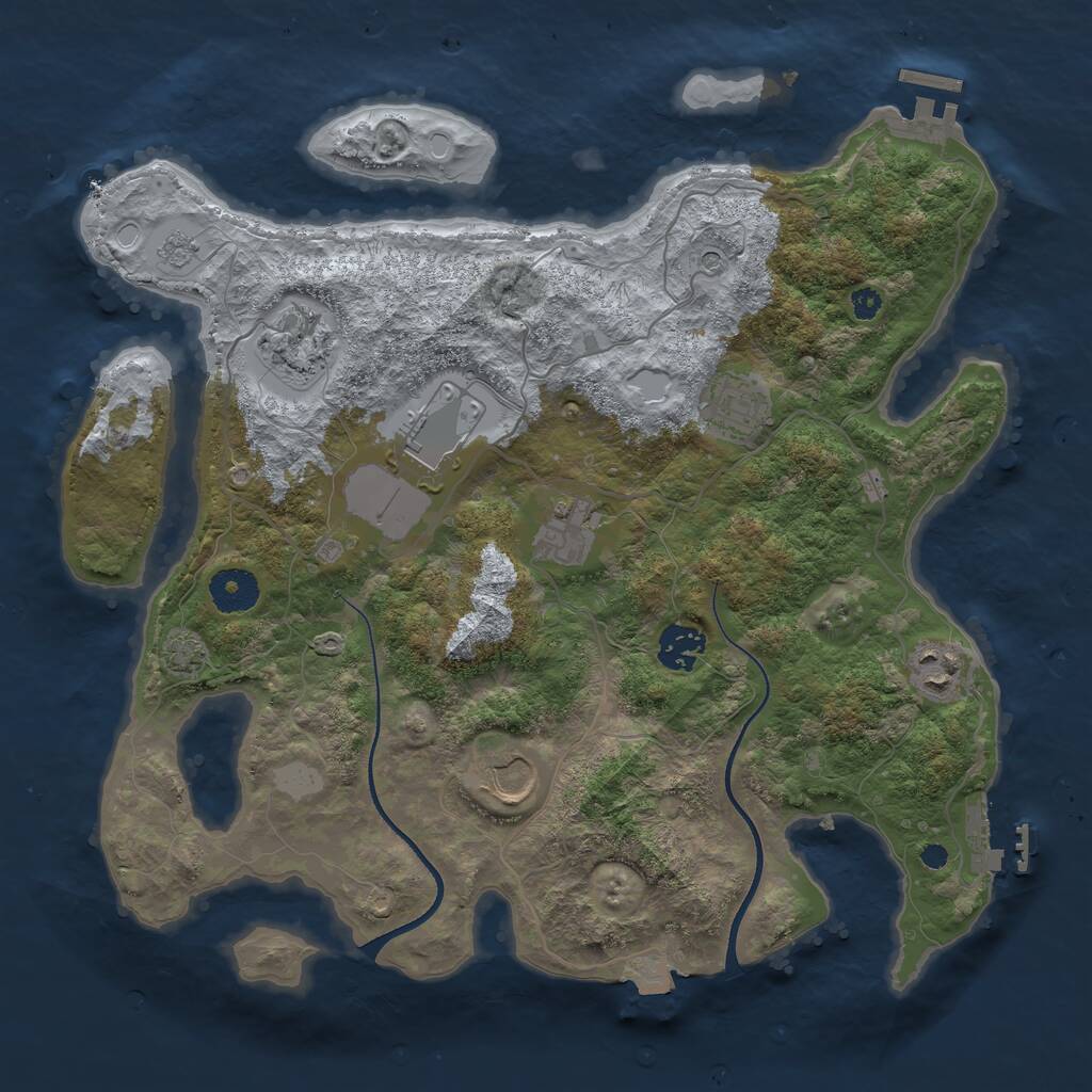 Rust Map: Procedural Map, Size: 3500, Seed: 751338142, 13 Monuments
