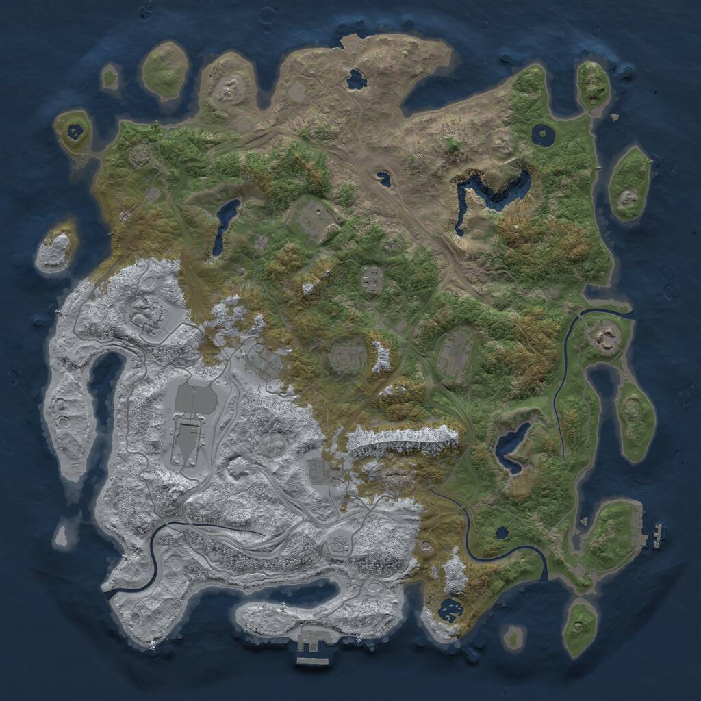 Rust Map: Procedural Map, Size: 4500, Seed: 3773899, 16 Monuments