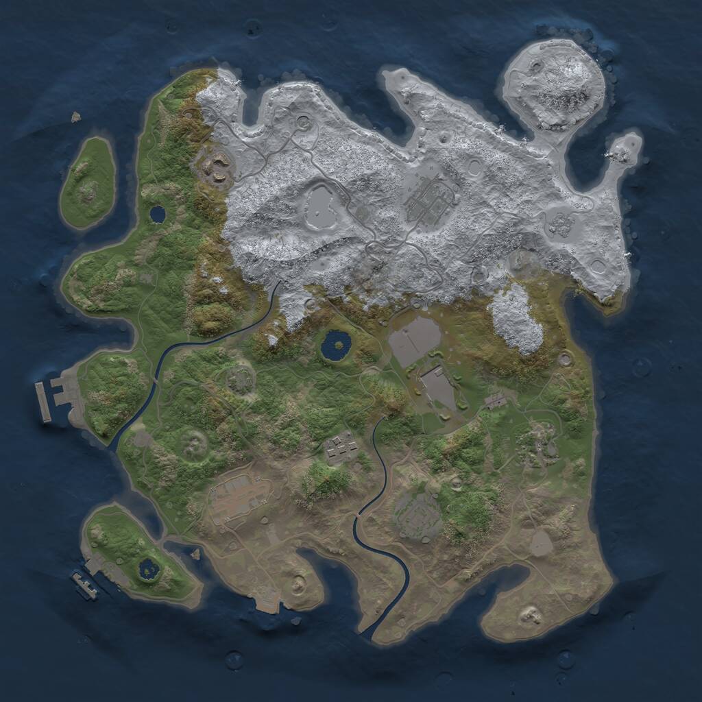 Rust Map: Procedural Map, Size: 3500, Seed: 1295396247, 13 Monuments