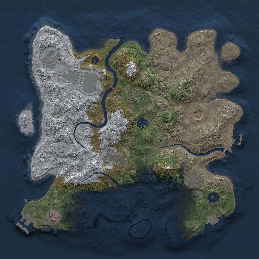 Rust Map: Procedural Map, Size: 3500, Seed: 1093966794, 15 Monuments