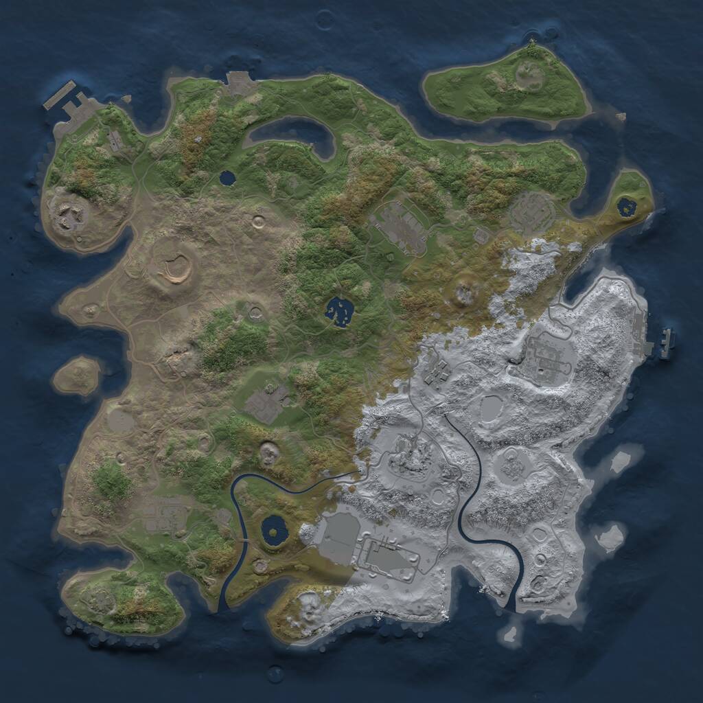 Rust Map: Procedural Map, Size: 3700, Seed: 88863183, 17 Monuments