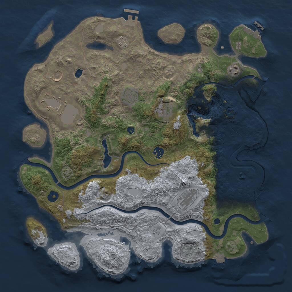 Rust Map: Procedural Map, Size: 4000, Seed: 29492, 14 Monuments