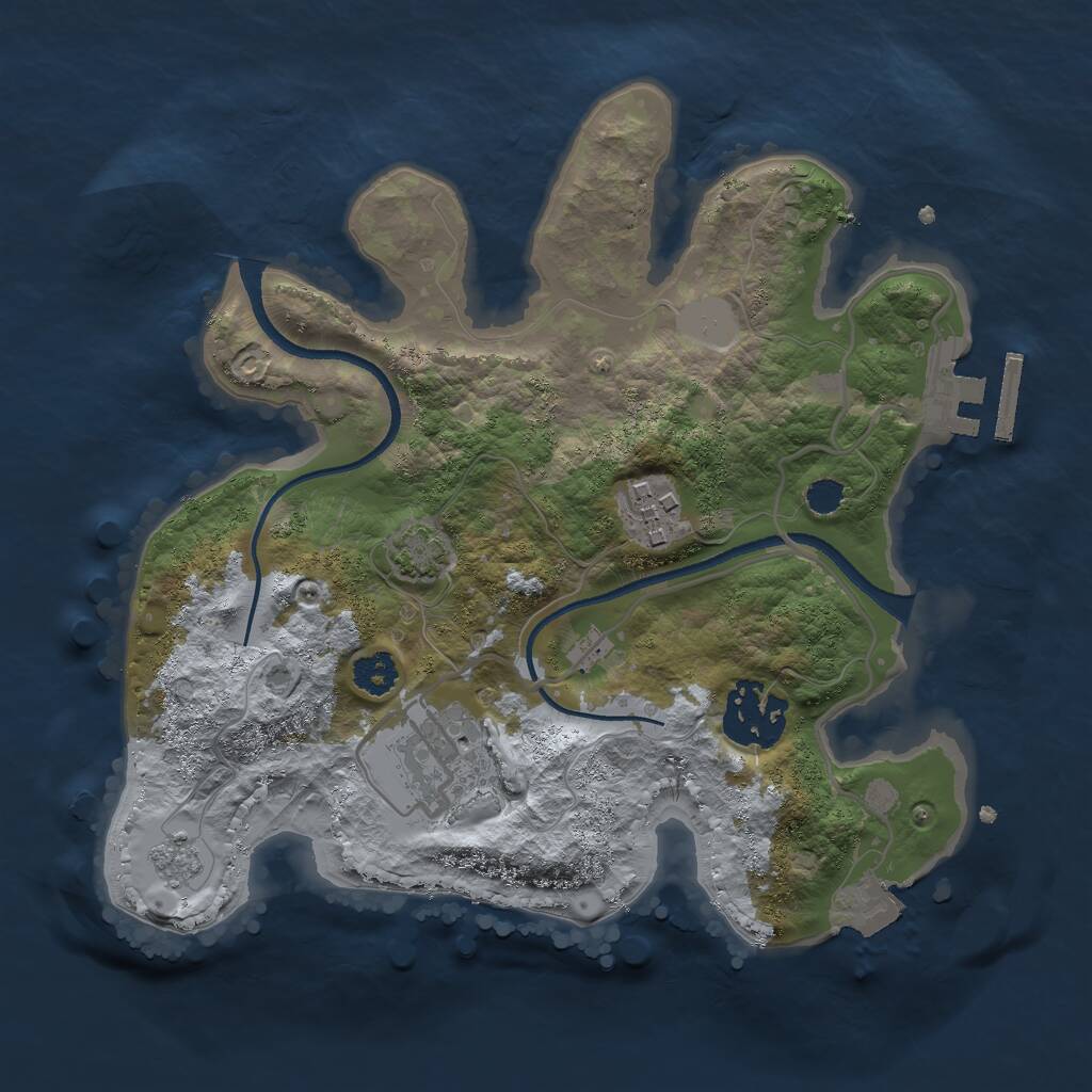 Rust Map: Procedural Map, Size: 2500, Seed: 1579261263, 7 Monuments