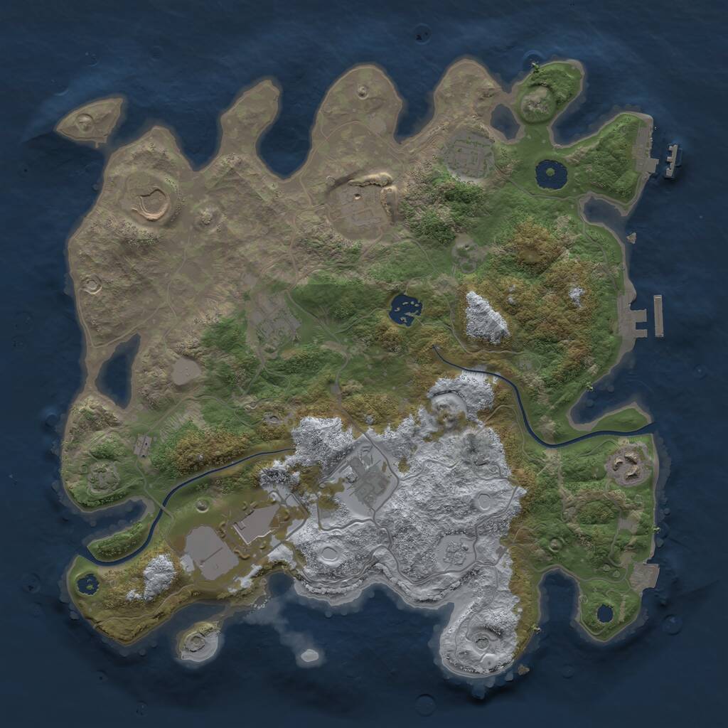 Rust Map: Procedural Map, Size: 3500, Seed: 1019750369, 14 Monuments