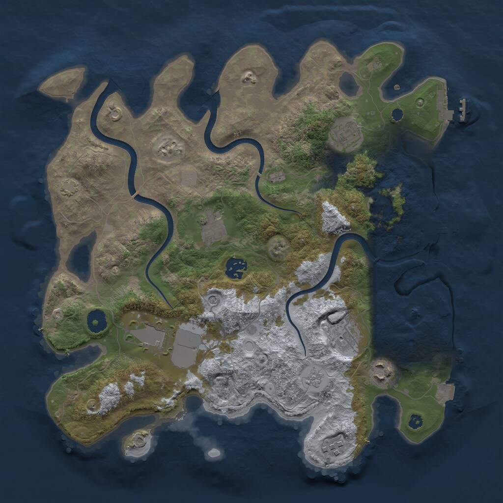 Rust Map: Procedural Map, Size: 3500, Seed: 1019750369, 13 Monuments