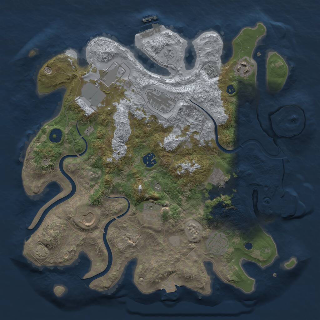 Rust Map: Procedural Map, Size: 3500, Seed: 1607475772, 15 Monuments
