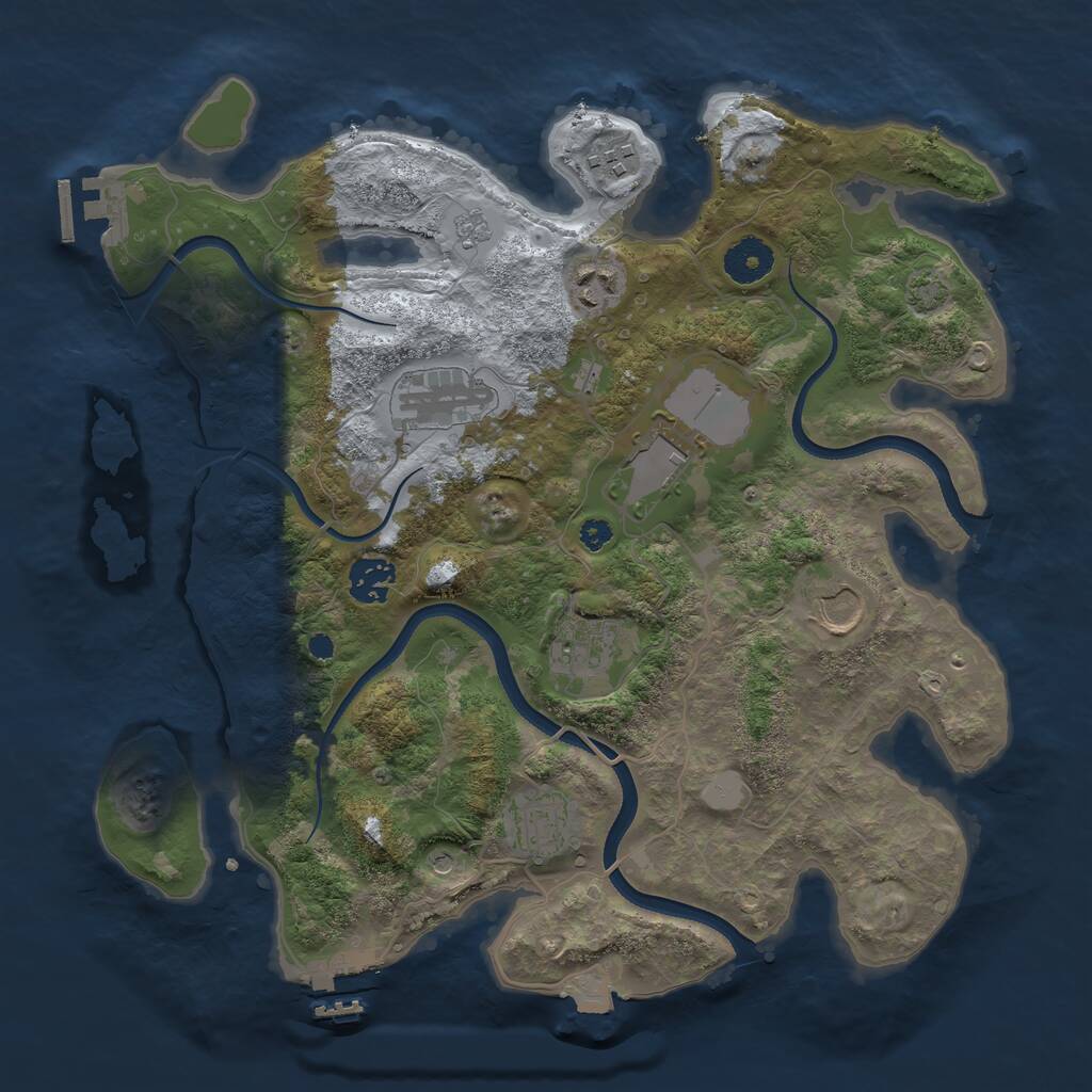 Rust Map: Procedural Map, Size: 3500, Seed: 329407082, 14 Monuments
