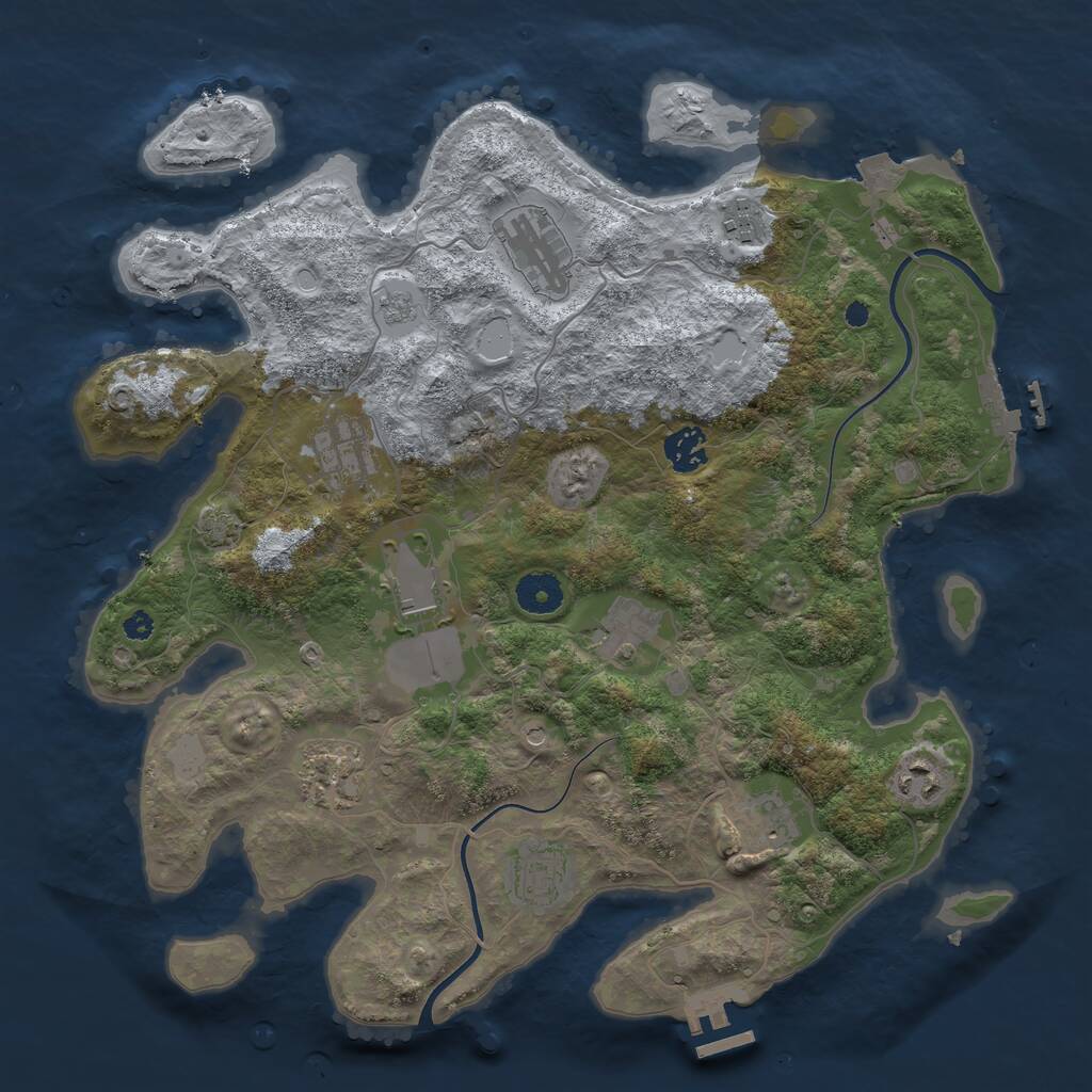 Rust Map: Procedural Map, Size: 3700, Seed: 196673611, 16 Monuments