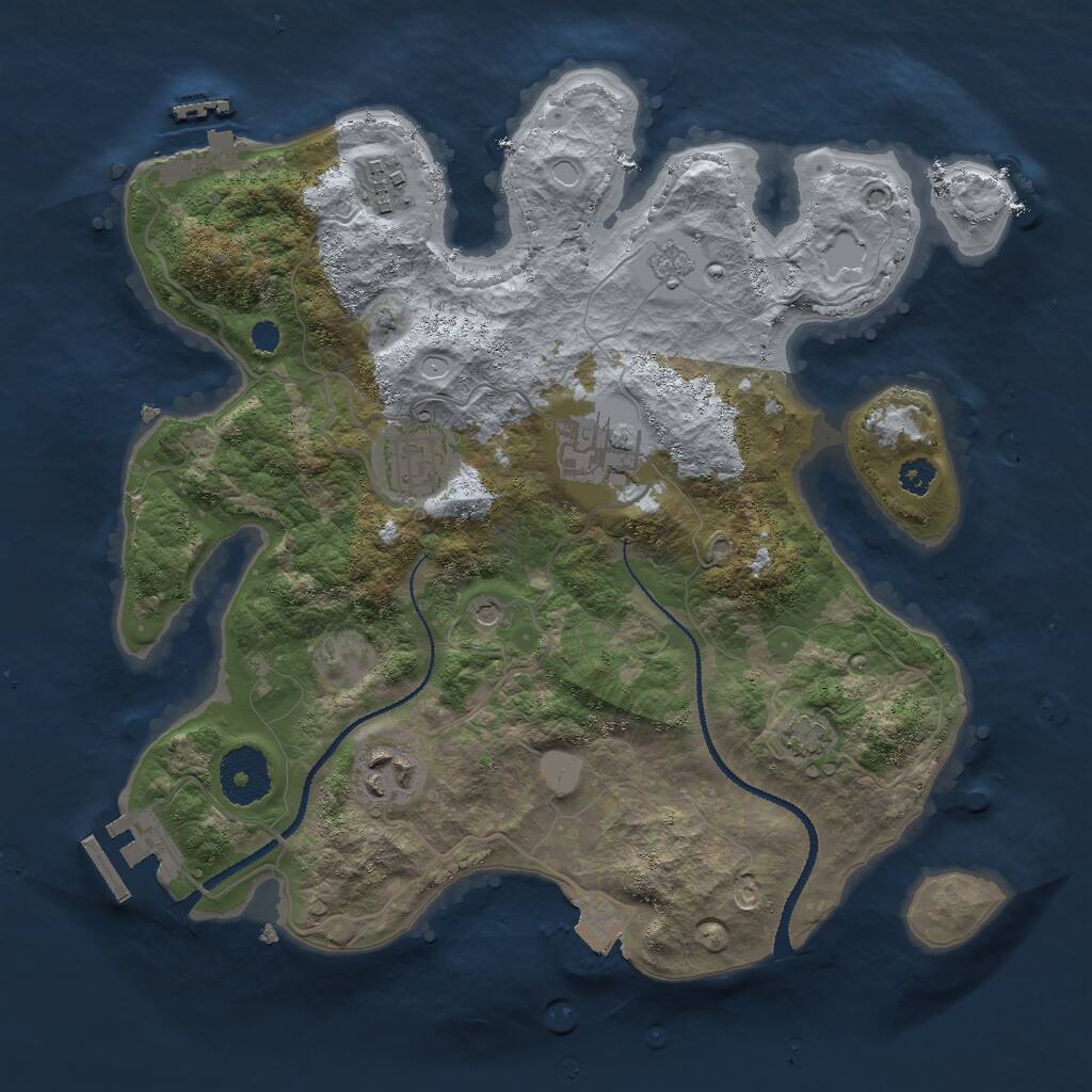 Rust Map: Procedural Map, Size: 3000, Seed: 1136376452, 10 Monuments