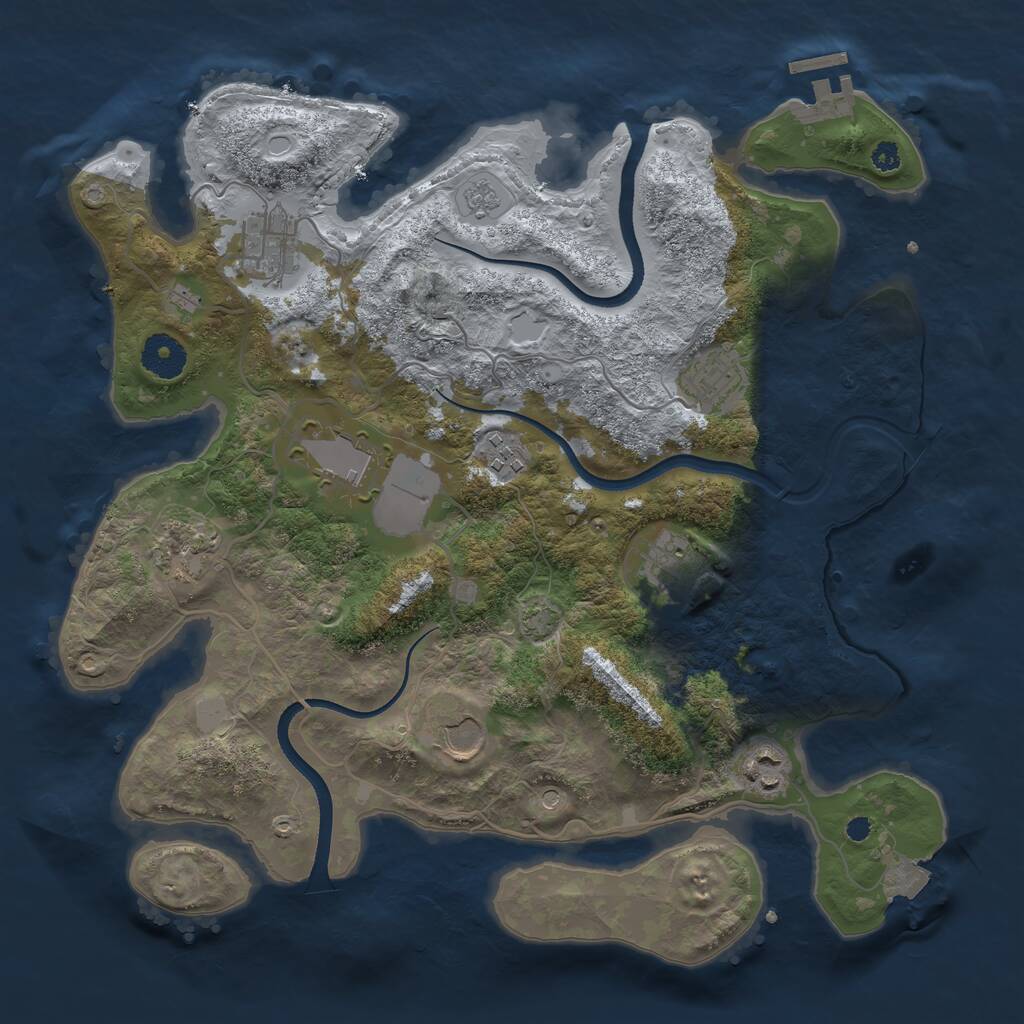 Rust Map: Procedural Map, Size: 3500, Seed: 918105889, 13 Monuments