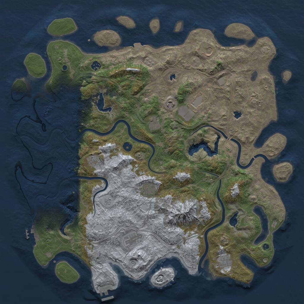 Rust Map: Procedural Map, Size: 5000, Seed: 93911467, 17 Monuments