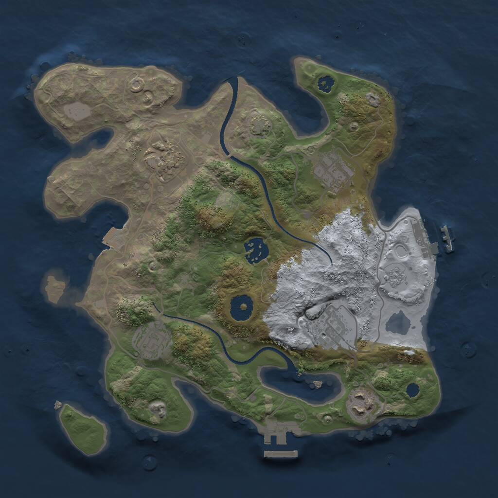 Rust Map: Procedural Map, Size: 3000, Seed: 46953341, 11 Monuments