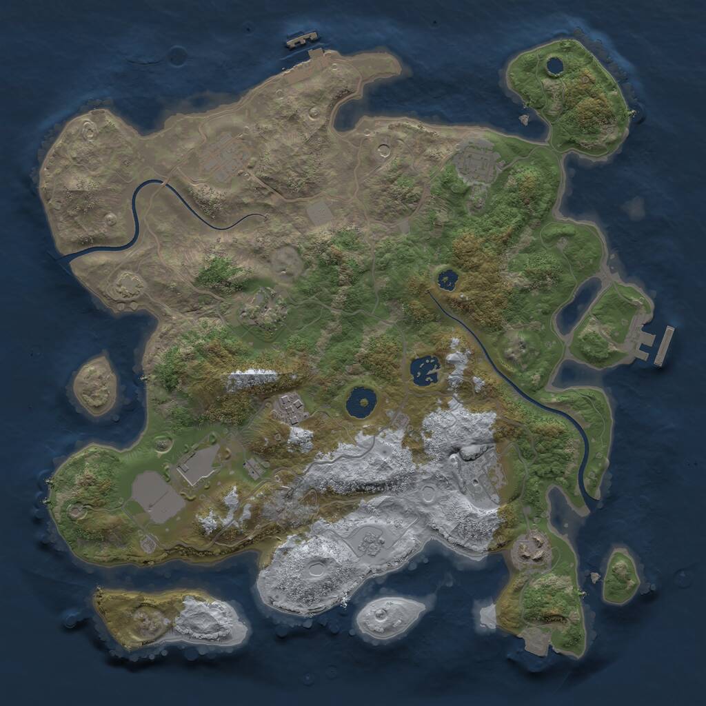 Rust Map: Procedural Map, Size: 3500, Seed: 1600259342, 14 Monuments