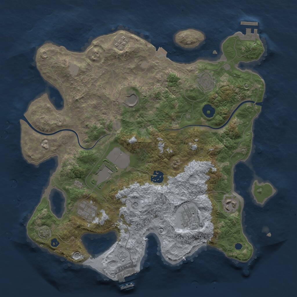 Rust Map: Procedural Map, Size: 3500, Seed: 1270500102, 14 Monuments