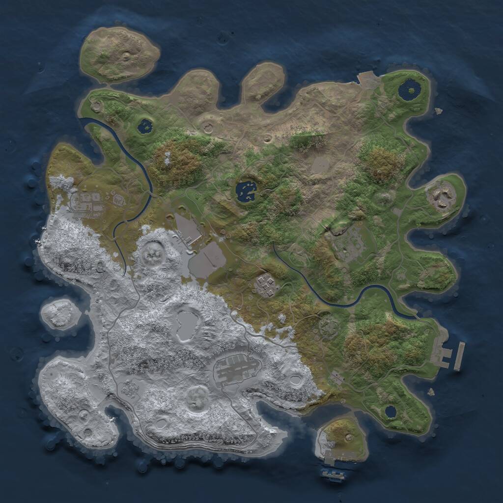 Rust Map: Procedural Map, Size: 3500, Seed: 1660116213, 13 Monuments