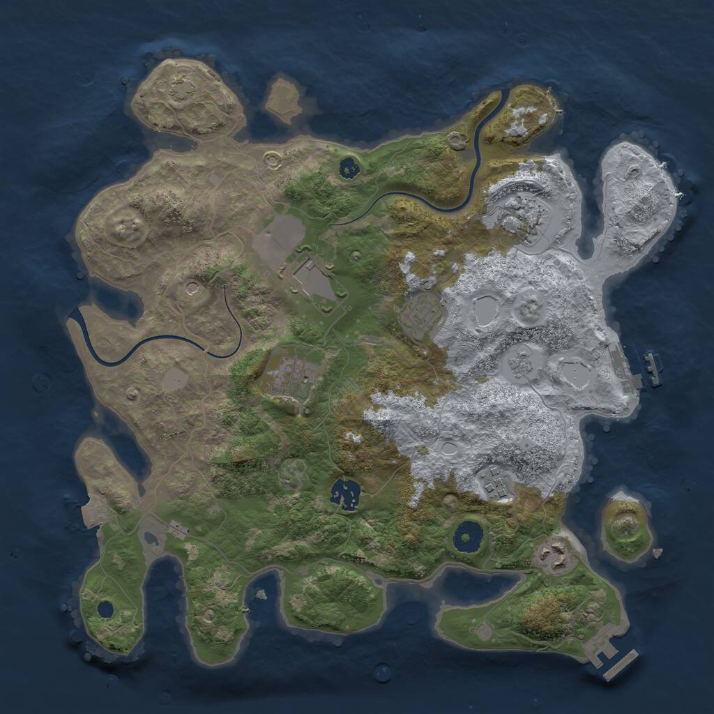 Rust Map: Procedural Map, Size: 3500, Seed: 464239508, 13 Monuments