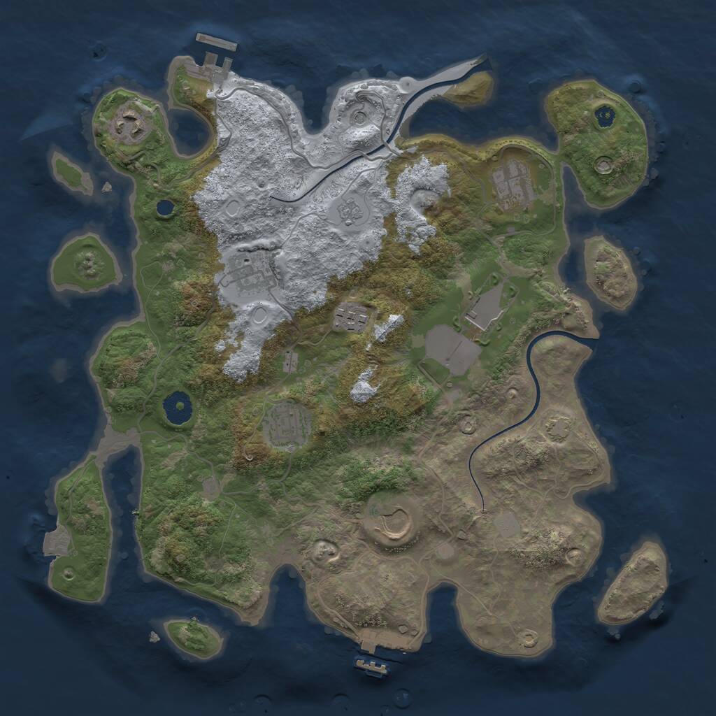 Rust Map: Procedural Map, Size: 3500, Seed: 76952543, 13 Monuments