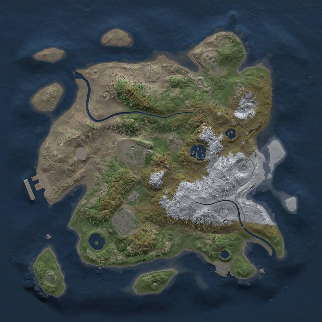 Rust Map: Procedural Map, Size: 3000, Seed: 203494225, 8 Monuments