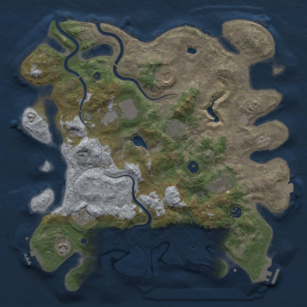 Rust Map: Procedural Map, Size: 4000, Seed: 810728077, 14 Monuments