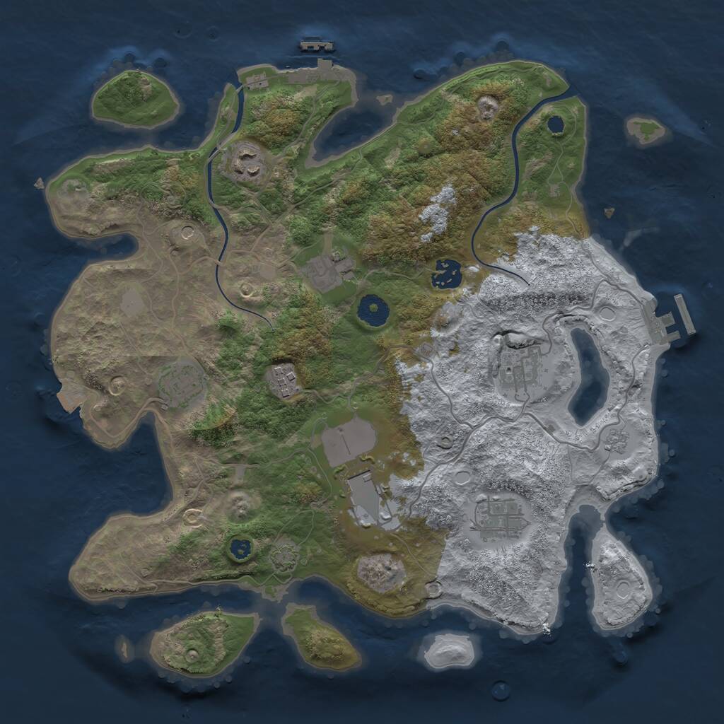 Rust Map: Procedural Map, Size: 3500, Seed: 1195395594, 14 Monuments