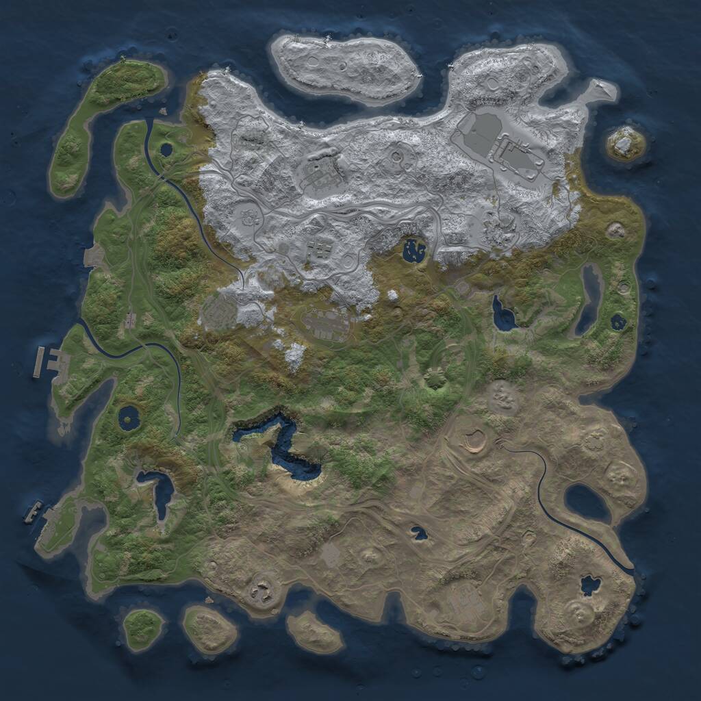 Rust Map: Procedural Map, Size: 4500, Seed: 93931717, 16 Monuments