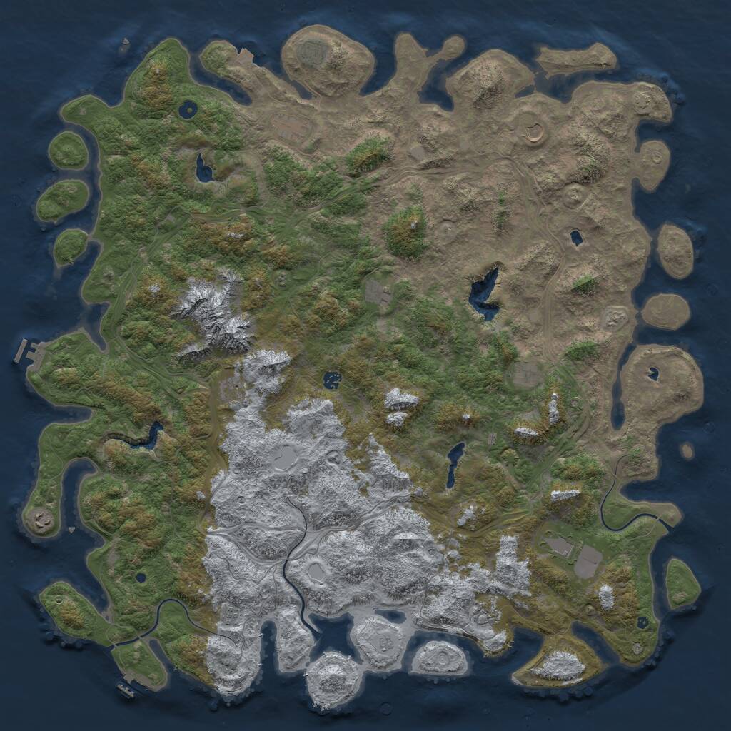 Rust Map: Procedural Map, Size: 6000, Seed: 736379696, 17 Monuments