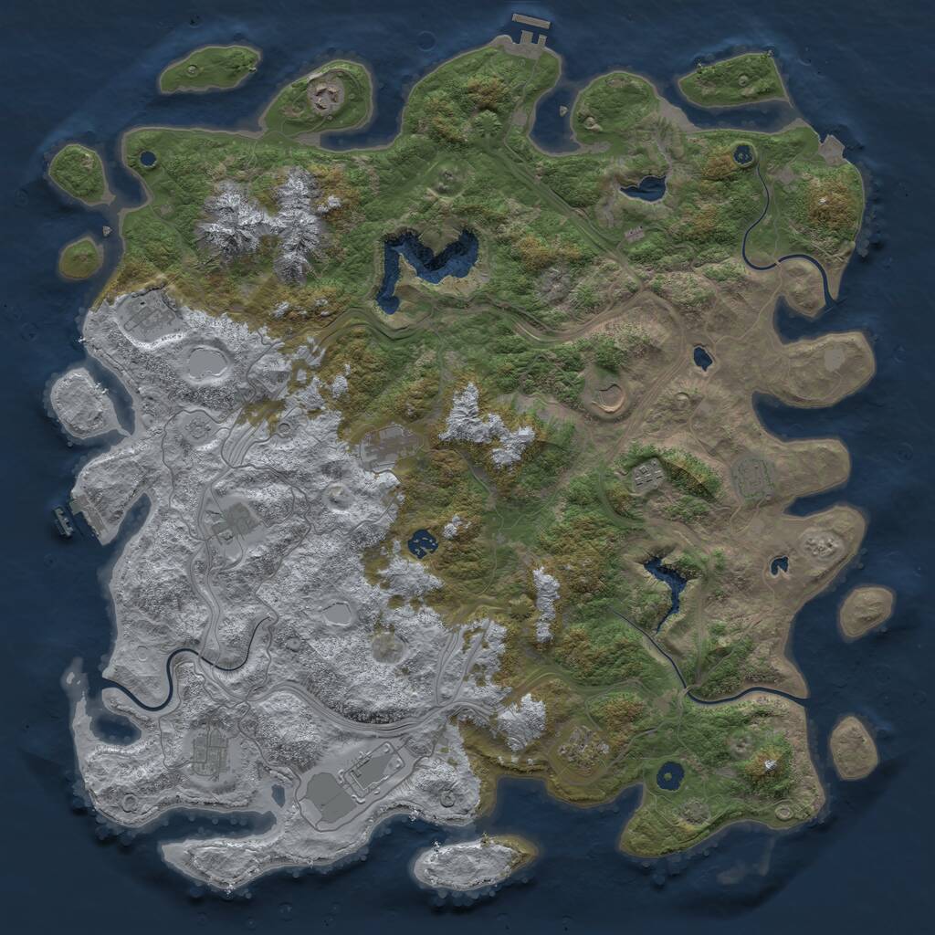 Rust Map: Procedural Map, Size: 5000, Seed: 435380092, 17 Monuments