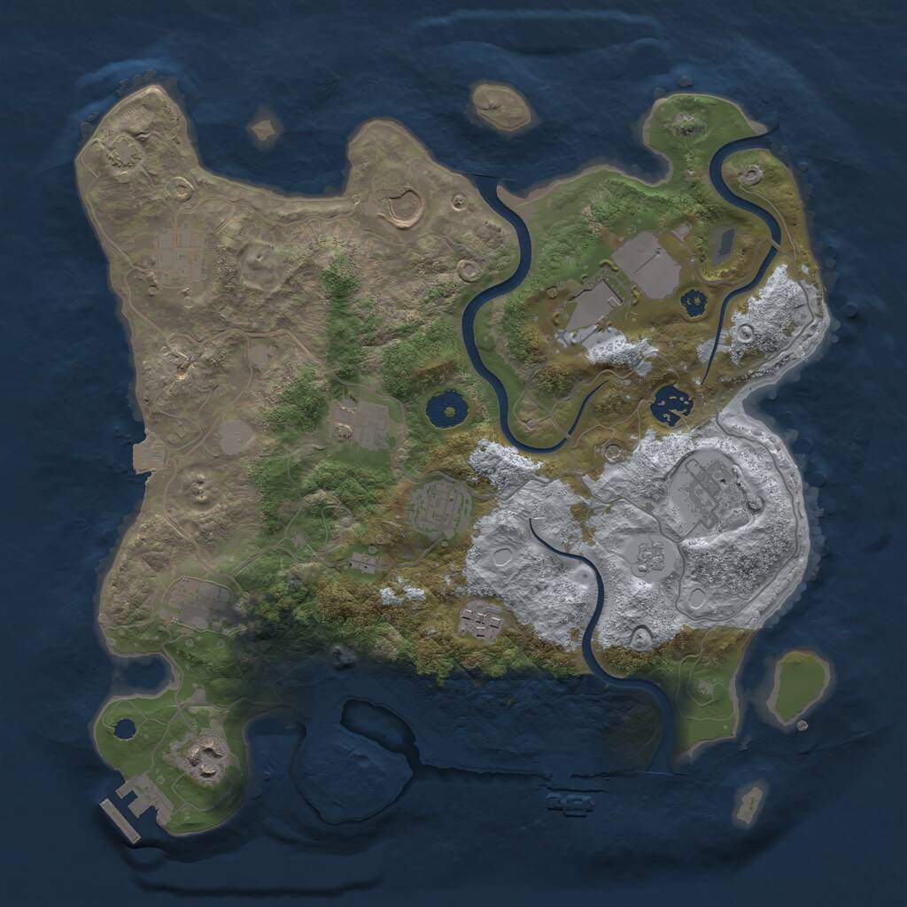 Rust Map: Procedural Map, Size: 3500, Seed: 459599272, 16 Monuments