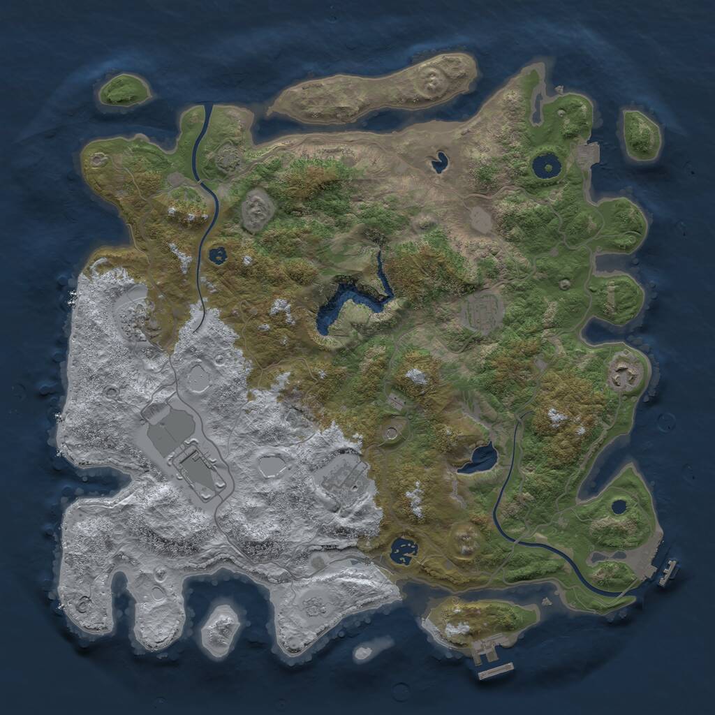 Rust Map: Procedural Map, Size: 4000, Seed: 1066949590, 12 Monuments