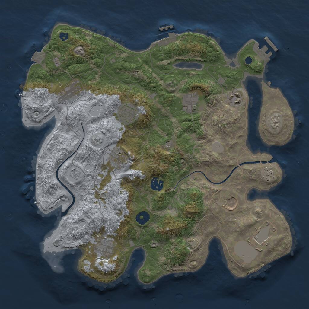 Rust Map: Procedural Map, Size: 3500, Seed: 1744654771, 16 Monuments