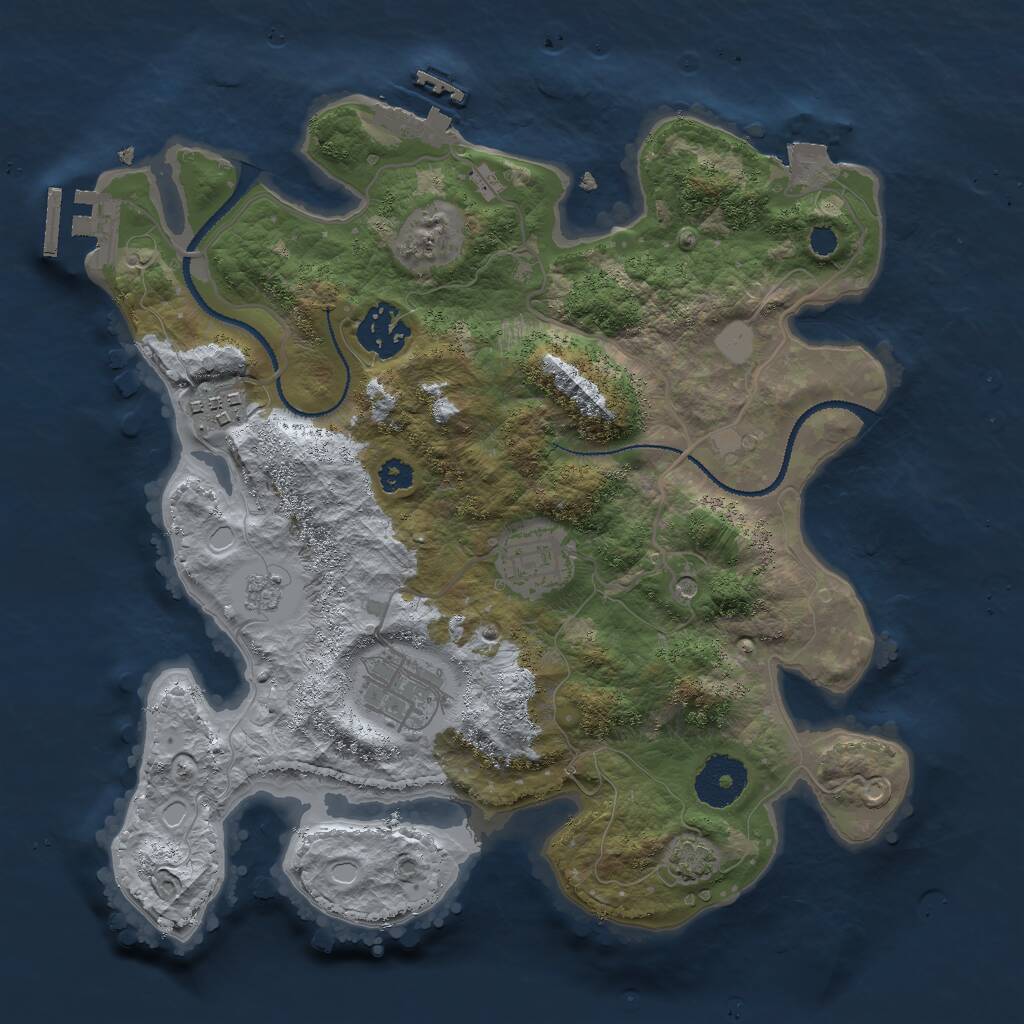 Rust Map: Procedural Map, Size: 3000, Seed: 46969, 10 Monuments