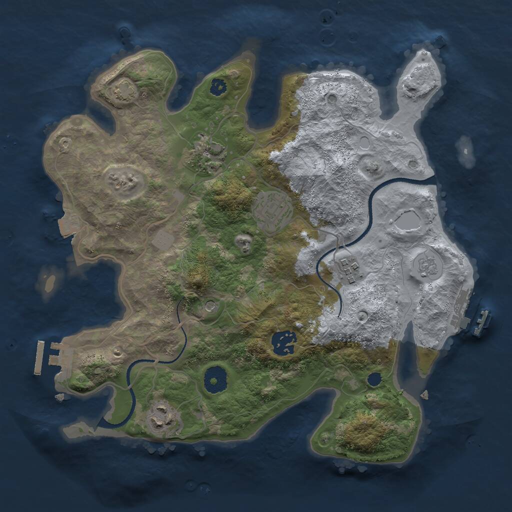 Rust Map: Procedural Map, Size: 3000, Seed: 1883331562, 11 Monuments