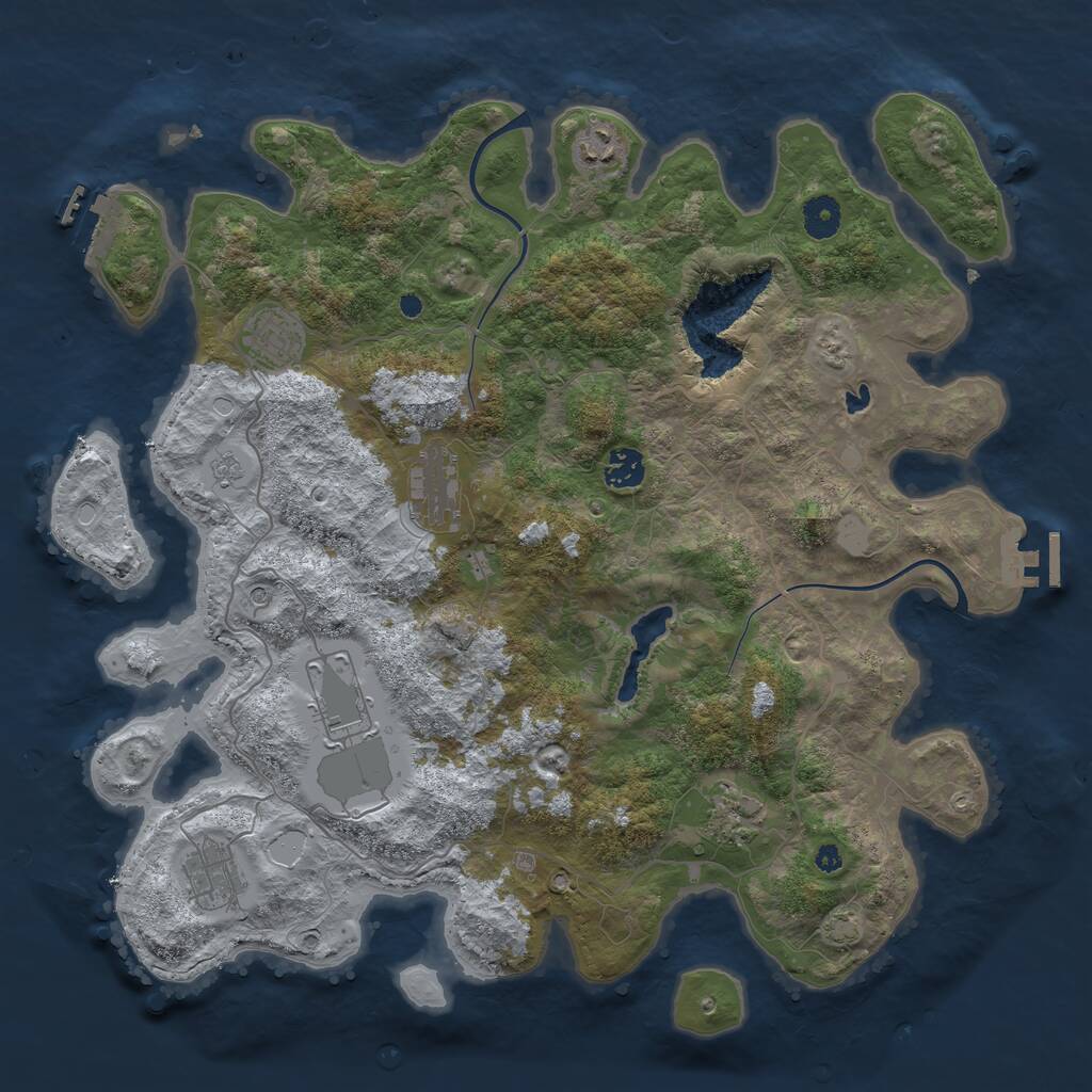 Rust Map: Procedural Map, Size: 4000, Seed: 320008, 13 Monuments