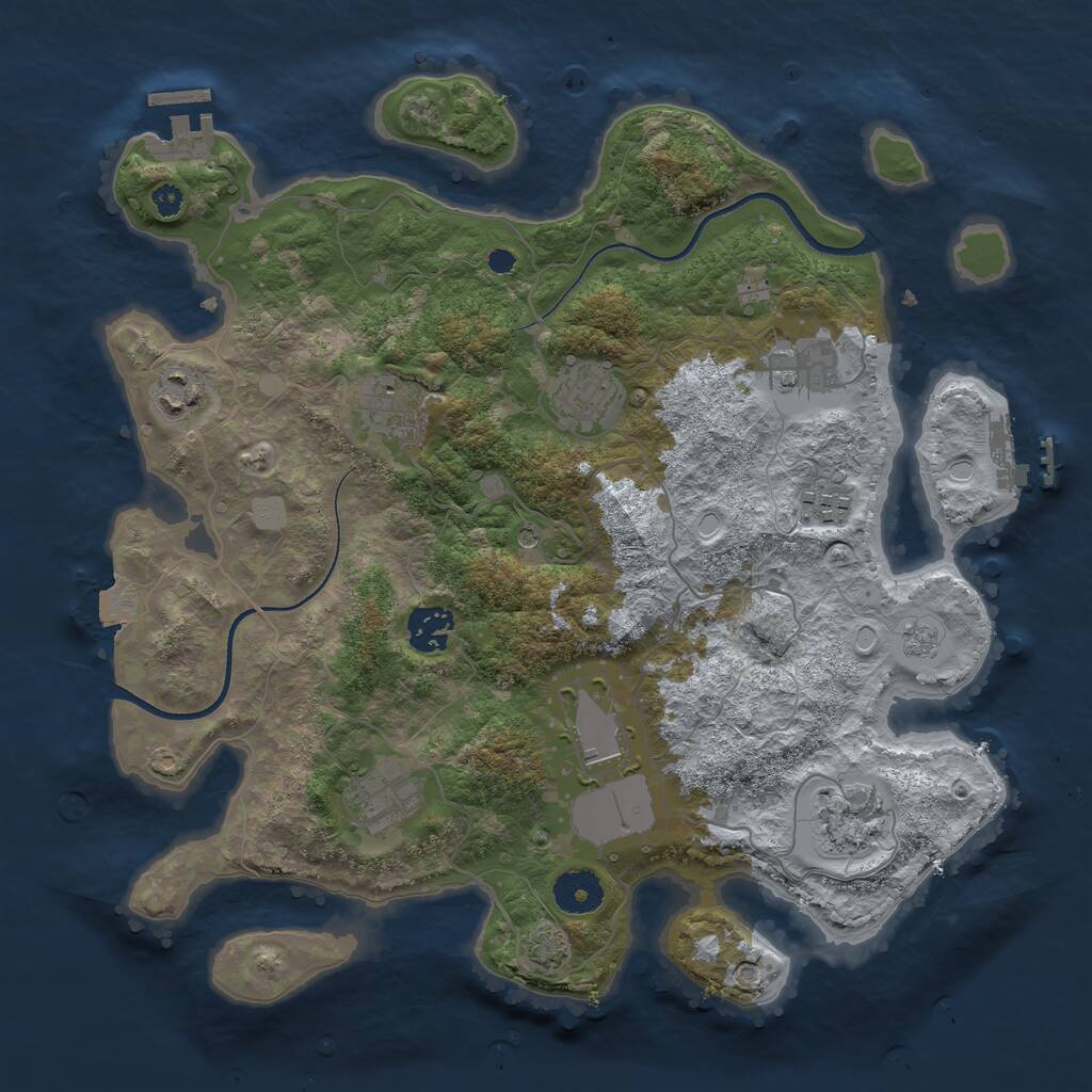 Rust Map: Procedural Map, Size: 3500, Seed: 577014545, 15 Monuments