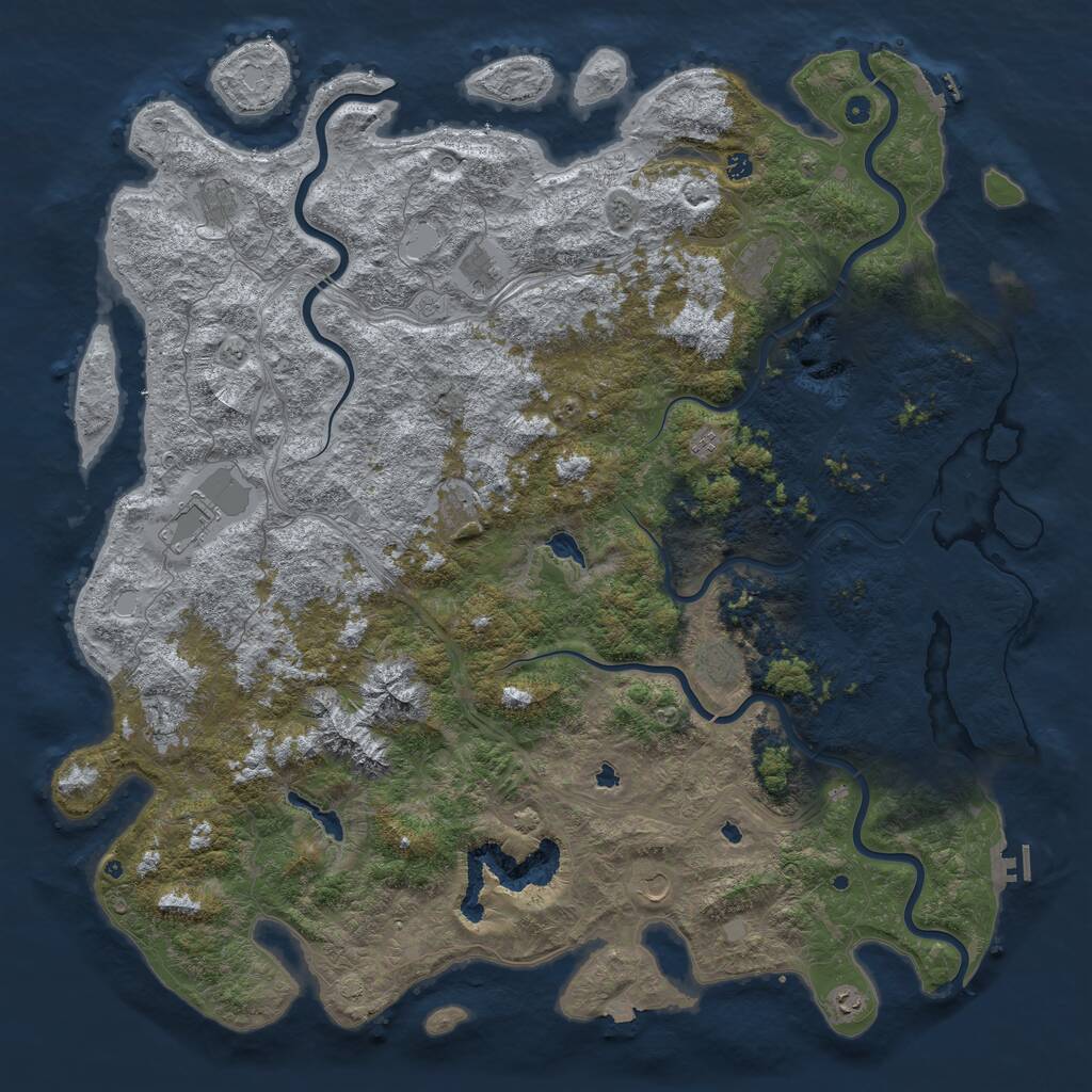 Rust Map: Procedural Map, Size: 6000, Seed: 1576210779, 17 Monuments