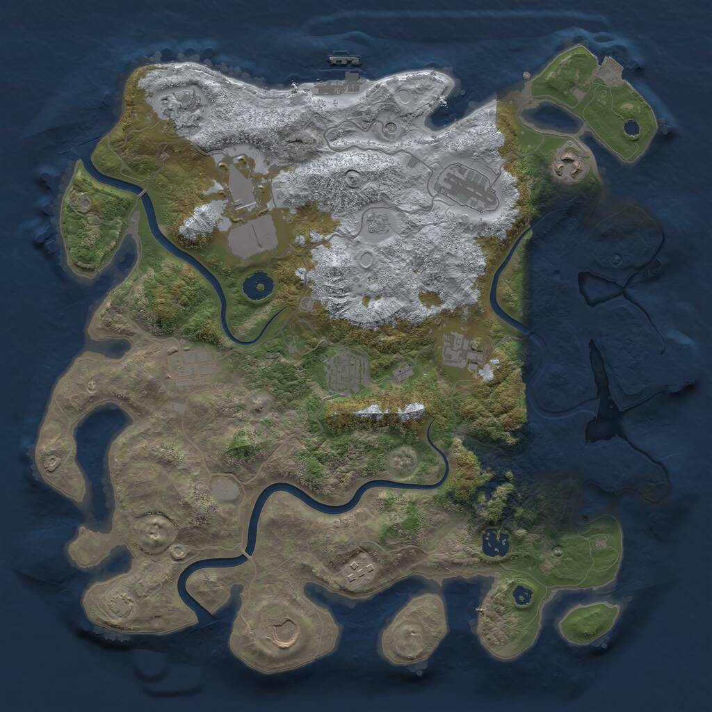 Rust Map: Procedural Map, Size: 3750, Seed: 1247306443, 16 Monuments