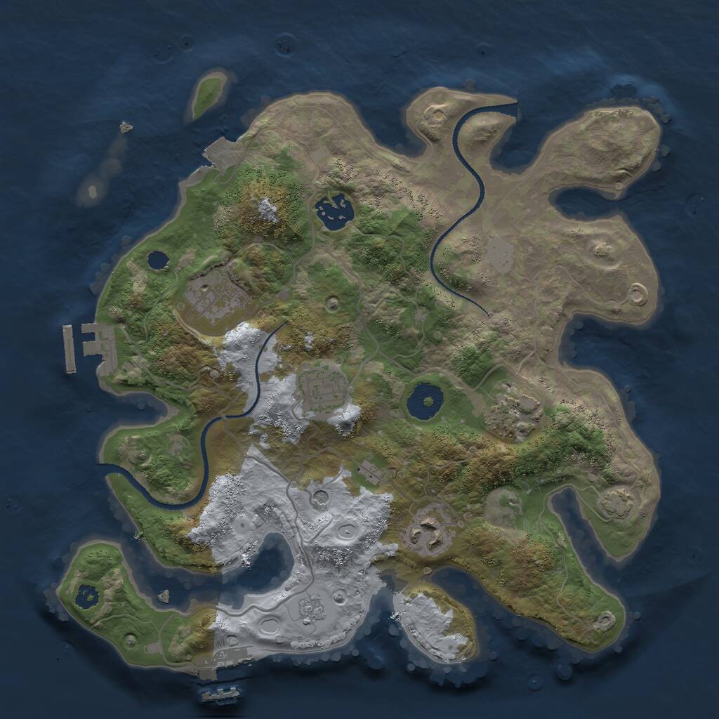 Rust Map: Procedural Map, Size: 3000, Seed: 64788743, 11 Monuments