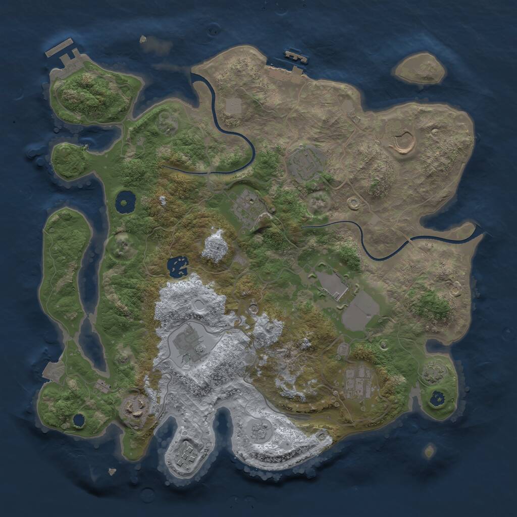 Rust Map: Procedural Map, Size: 3500, Seed: 721121975, 15 Monuments